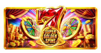 Super Golden Spins de Pragmatic Play: un siete rojo gigante entre dos ruedas de premios doradas